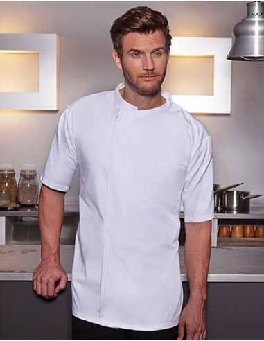K-BJM3-Short-Sleeve Throw-Over Chef Shirt Basic